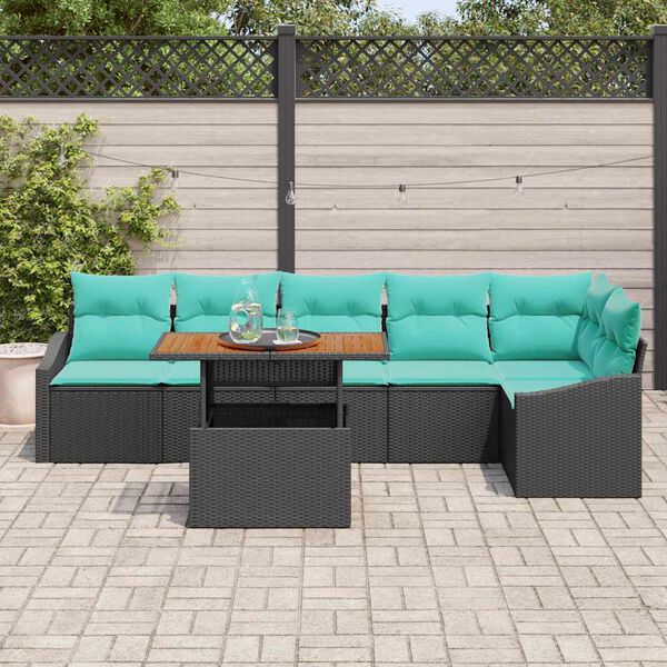 vidaXL Ensemble de salle &agrave; manger pour jardin 7 pcs Noir et Sarcelle