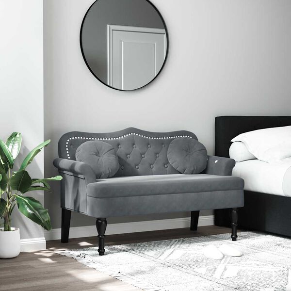 vidaXL Banc avec coussins Gris foncé 120,5x65x75 cm Velours