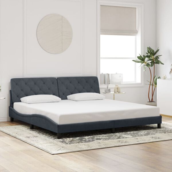 vidaXL Cadre de lit avec LED sans matelas gris fonc&eacute; 193x203 cm velours