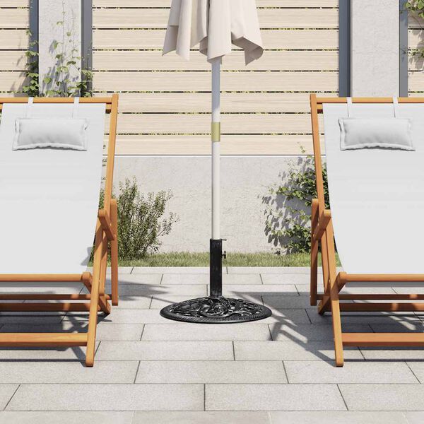 vidaXL Socle de parasol Noir 48x48x33 cm Fonte
