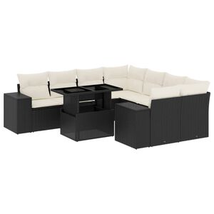 vidaXL Salon de jardin 9 pcs avec coussins noir r&eacute;sine tress&eacute;e