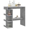 vidaXL Table de bar &eacute;tag&egrave;re de rangement Gris b&eacute;ton Bois d'ing&eacute;nierie