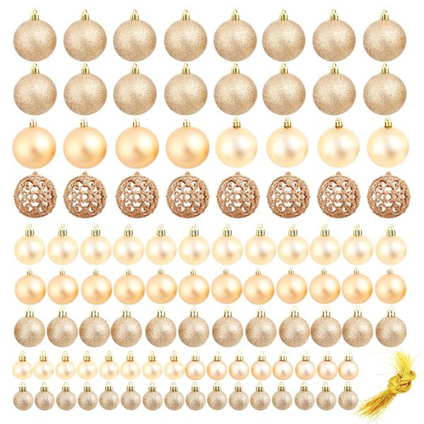 vidaXL Ensemble de boules de Noël 100 pcs 3/4/6 cm Rose/Doré
