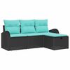 vidaXL Ensemble de Canap&eacute;s 4 pcs Noir et turquoise polyrotin