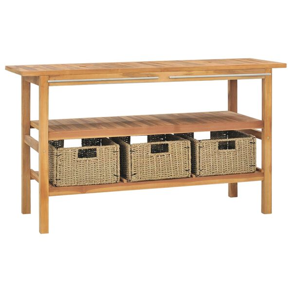 vidaXL Armoire de salle de bain et lavabos en marbre noir Teck massif