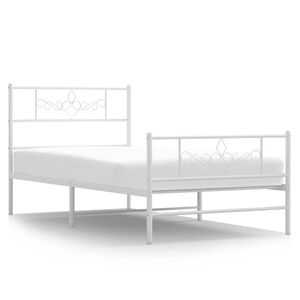 vidaXL Cadre de lit métal sans matelas et pied de lit blanc 100x200 cm