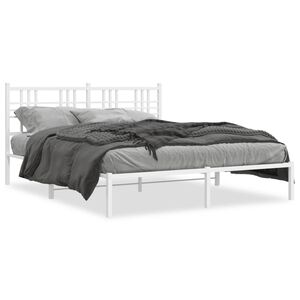 vidaXL Cadre de lit métal sans matelas et tête de lit blanc 150x200 cm