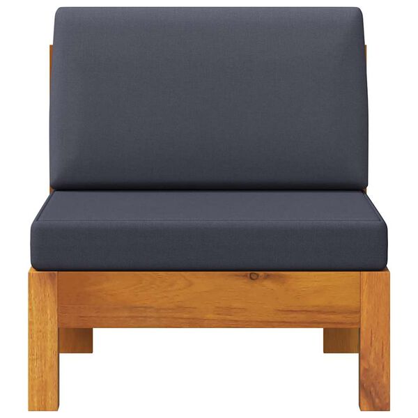 vidaXL Canap&eacute; central avec coussins gris fonc&eacute; Bois d'acacia solide