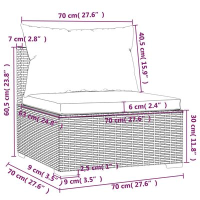 vidaXL Salon de jardin 5 pcs avec coussins Résine tressée Gris