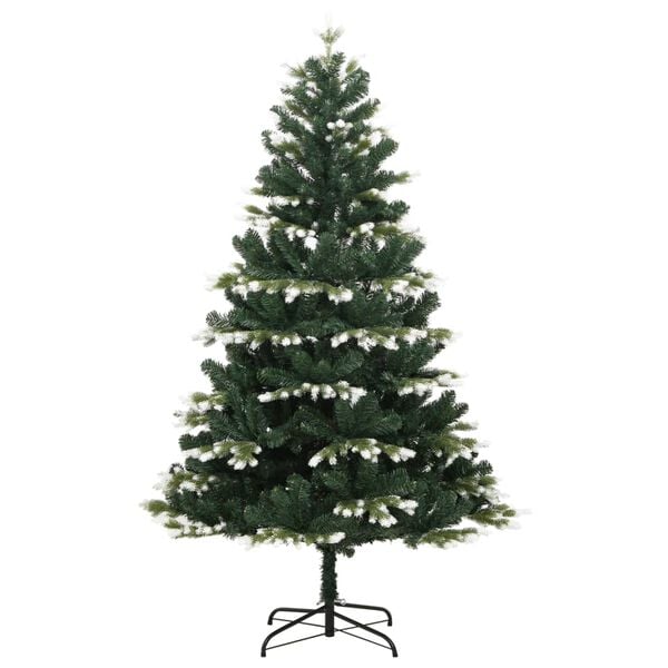 vidaXL Sapin de No&euml;l artificiel &agrave; charni&egrave;res 150 LED neige floqu&eacute;e