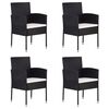 vidaXL Chaises de jardin coussins blanc cr&egrave;me 4pcs noir r&eacute;sine tress&eacute;e