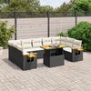 vidaXL Salon de jardin 10 pcs avec coussins noir r&eacute;sine tress&eacute;e