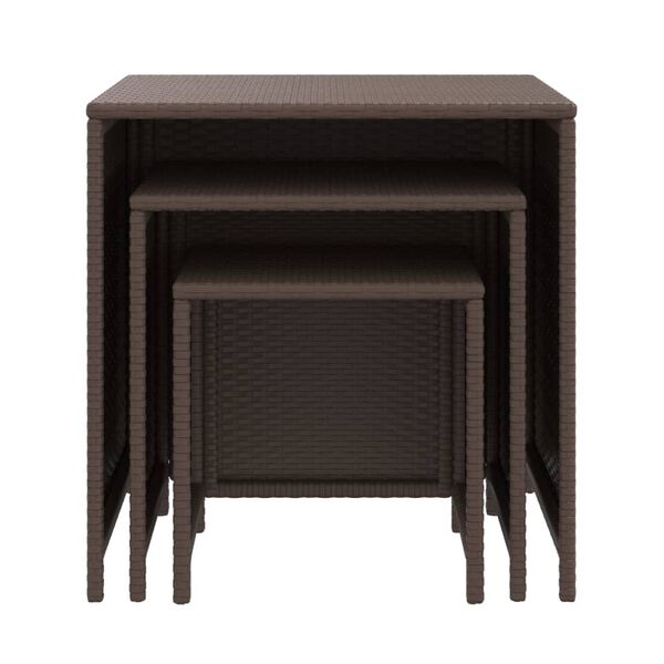vidaXL Tables gigognes 3 pcs marron résine tressée