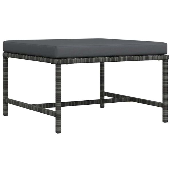 vidaXL Repose-pied sectionnel avec coussin Gris R&eacute;sine tress&eacute;e