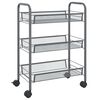 vidaXL Chariot de cuisine &agrave; 3 niveaux Gris 46x26x64 cm Fer