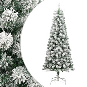 vidaXL Sapin de No&euml;l artificiel &agrave; charni&egrave;res avec neige floqu&eacute;e 210 cm