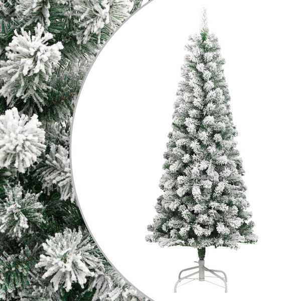 vidaXL Sapin de No&euml;l artificiel &agrave; charni&egrave;res avec neige floqu&eacute;e 210 cm