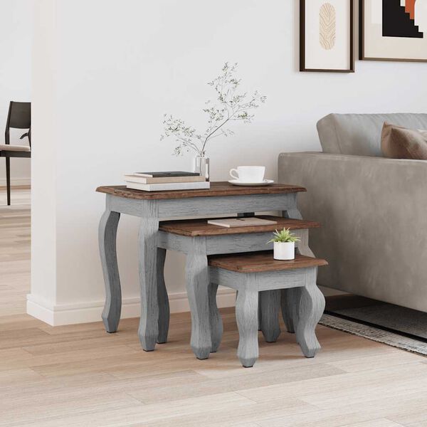 vidaXL Ensemble de tables gigognes 3 pcs bois d'acajou massif