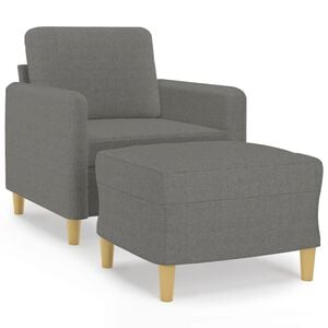 vidaXL Fauteuil avec repose-pied Gris fonc&eacute; 60 cm Tissu