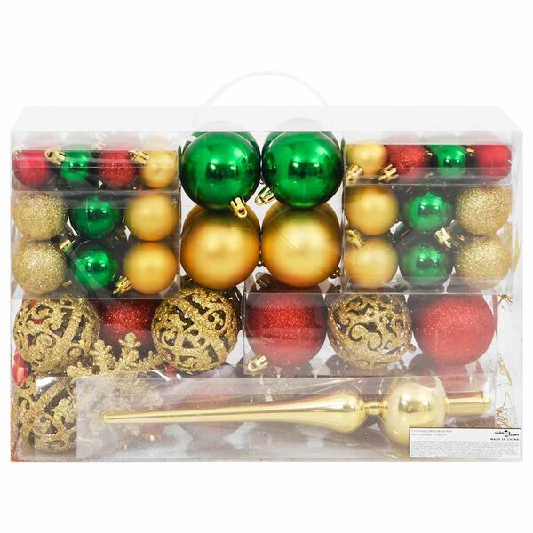 vidaXL Ensemble de boules de No&euml;l 112 pcs rouge vert dor&eacute; polystyr&egrave;ne