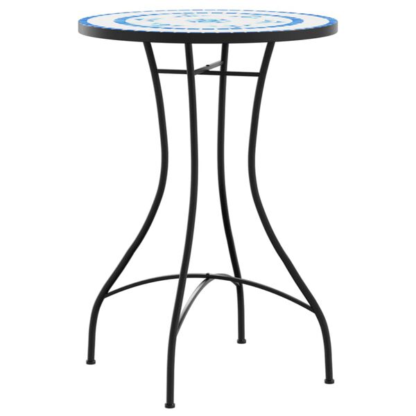 vidaXL Table de bistro mosa&iuml;que bleu et blanc &Oslash;50x70 cm c&eacute;ramique