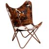 vidaXL Chaise papillon marron et blanc cuir de vache