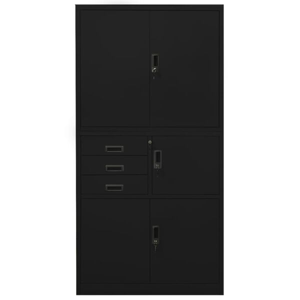 vidaXL Armoire de bureau Noir 90x40x180 cm Acier
