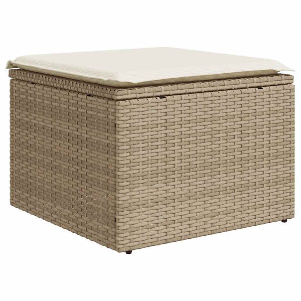vidaXL Salon de jardin 11 pcs avec coussins beige r&eacute;sine tress&eacute;e