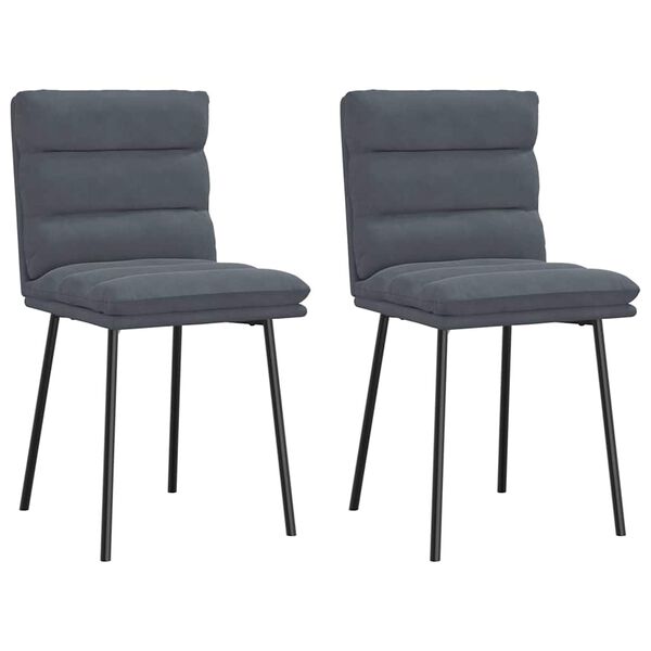 vidaXL Chaises &agrave; manger lot de 2 Gris fonc&eacute; Velours
