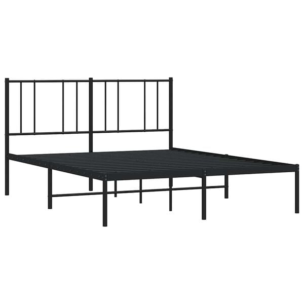 vidaXL Cadre de lit m&eacute;tal sans matelas avec t&ecirc;te de lit noir 135x190cm