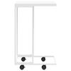 vidaXL Table d'appoint avec roues Blanc 40x30x63,5cm Bois d'ing&eacute;nierie