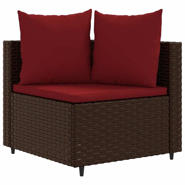 vidaXL Salon de jardin avec coussins 7 pcs marron r&eacute;sine tress&eacute;e