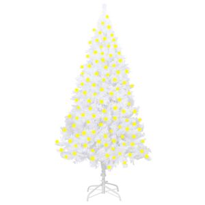 vidaXL Arbre de No&euml;l artificiel pr&eacute;-&eacute;clair&eacute; et branches &eacute;paisses blanc