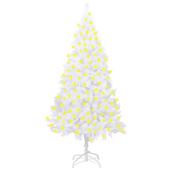 vidaXL Arbre de No&euml;l artificiel pr&eacute;-&eacute;clair&eacute; et branches &eacute;paisses blanc