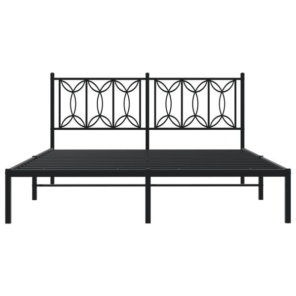 vidaXL Cadre de lit métal sans matelas avec tête de lit noir 150x200cm