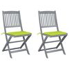 vidaXL Chaises pliables d'ext&eacute;rieur lot de 2 et coussins Bois d'acacia