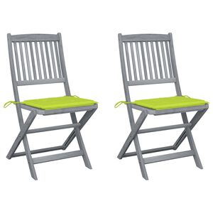 vidaXL Chaises pliables d'ext&eacute;rieur lot de 2 et coussins Bois d'acacia