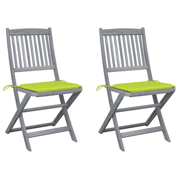 vidaXL Chaises pliables d'ext&eacute;rieur lot de 2 et coussins Bois d'acacia