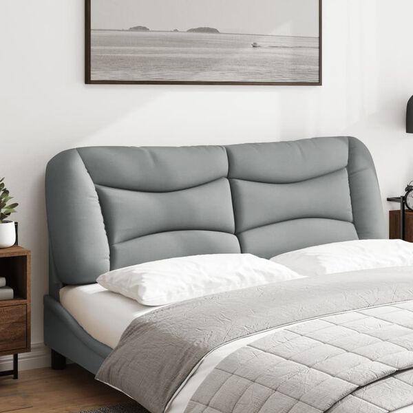 vidaXL Coussin de t&ecirc;te de lit Hvar gris clair 152 cm tissu