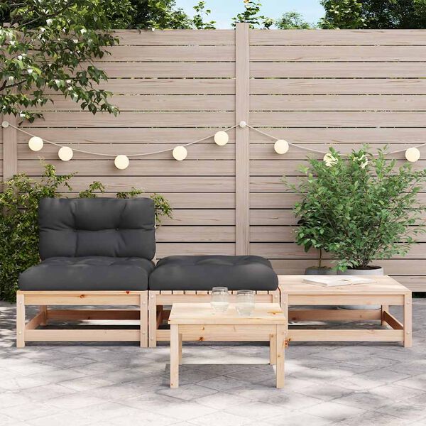 vidaXL Canap&eacute; de jardin sans accoudoirs avec coussins et repose-pieds