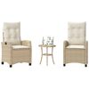 vidaXL Ensemble de bistro 3 pcs avec coussins beige résine tressée