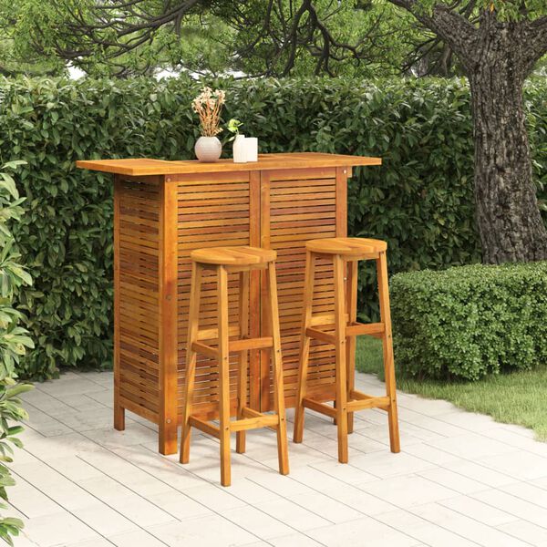 vidaXL Ensemble de bar de jardin 3 pcs Bois d'acacia solide