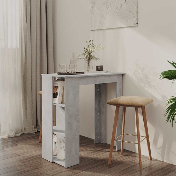 vidaXL Table de bar avec &eacute;tag&egrave;re Gris b&eacute;ton Bois d'ing&eacute;nierie
