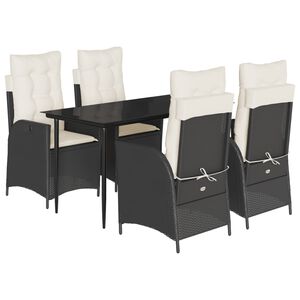 vidaXL Ensemble &agrave; manger de jardin coussins 5pcs Noir R&eacute;sine tress&eacute;e