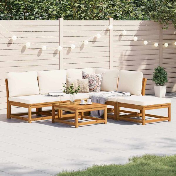 vidaXL Salon de jardin 6 pcs avec coussins bois d'acacia solide
