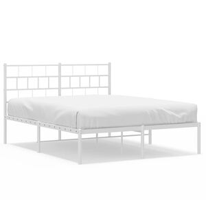 vidaXL Cadre de lit métal sans matelas et tête de lit blanc 135x190 cm
