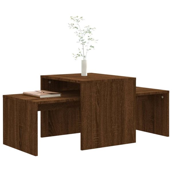 vidaXL Ensemble table basse Ch&ecirc;ne marron 100x48x40cm Bois d'ing&eacute;nierie