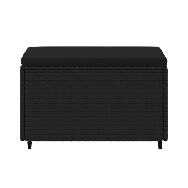vidaXL Repose-pied de jardin avec coussin noir r&eacute;sine tress&eacute;e
