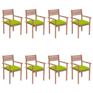 vidaXL Chaises de jardin empilables avec coussins lot de 8 Teck solide