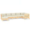 vidaXL Salon de jardin 7 pcs avec coussins crème bois de pin massif